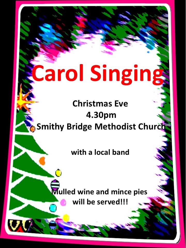 poster about carol singing event Christmas Eve